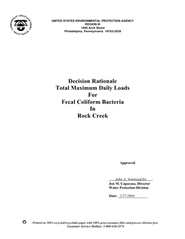 Rock Creek Fecal Decision Rationale