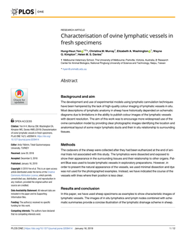 Characterisation of Ovine Lymphatic Vessels in Fresh Specimens