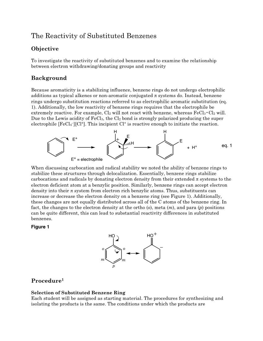 Reactivity of Substituted Benzenes