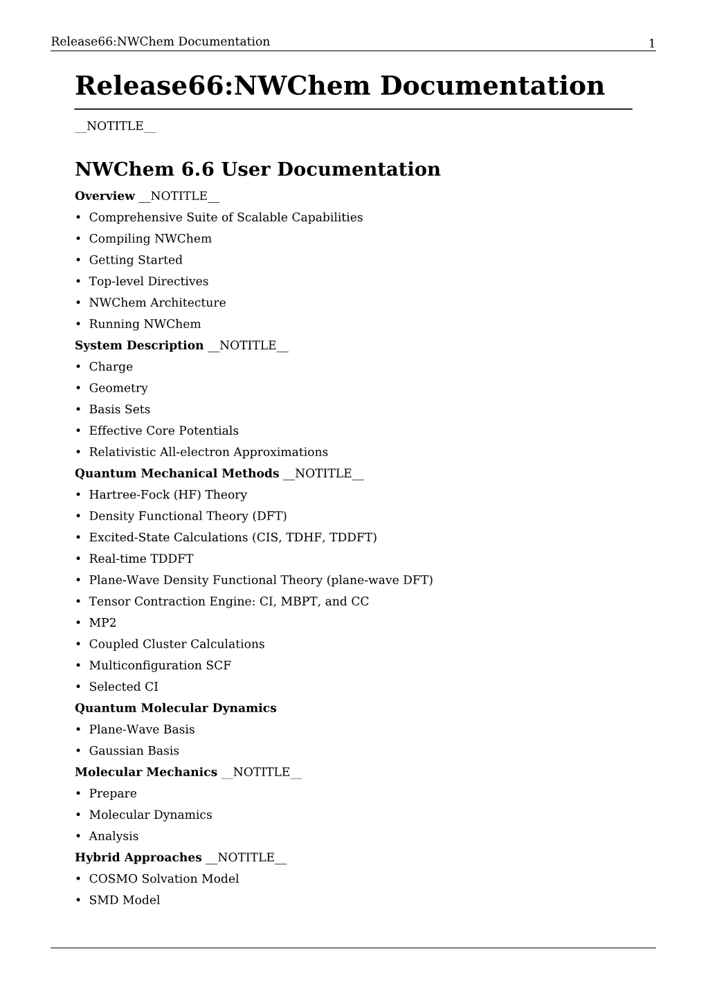 Release66:Nwchem Documentation 1 Release66:Nwchem Documentation