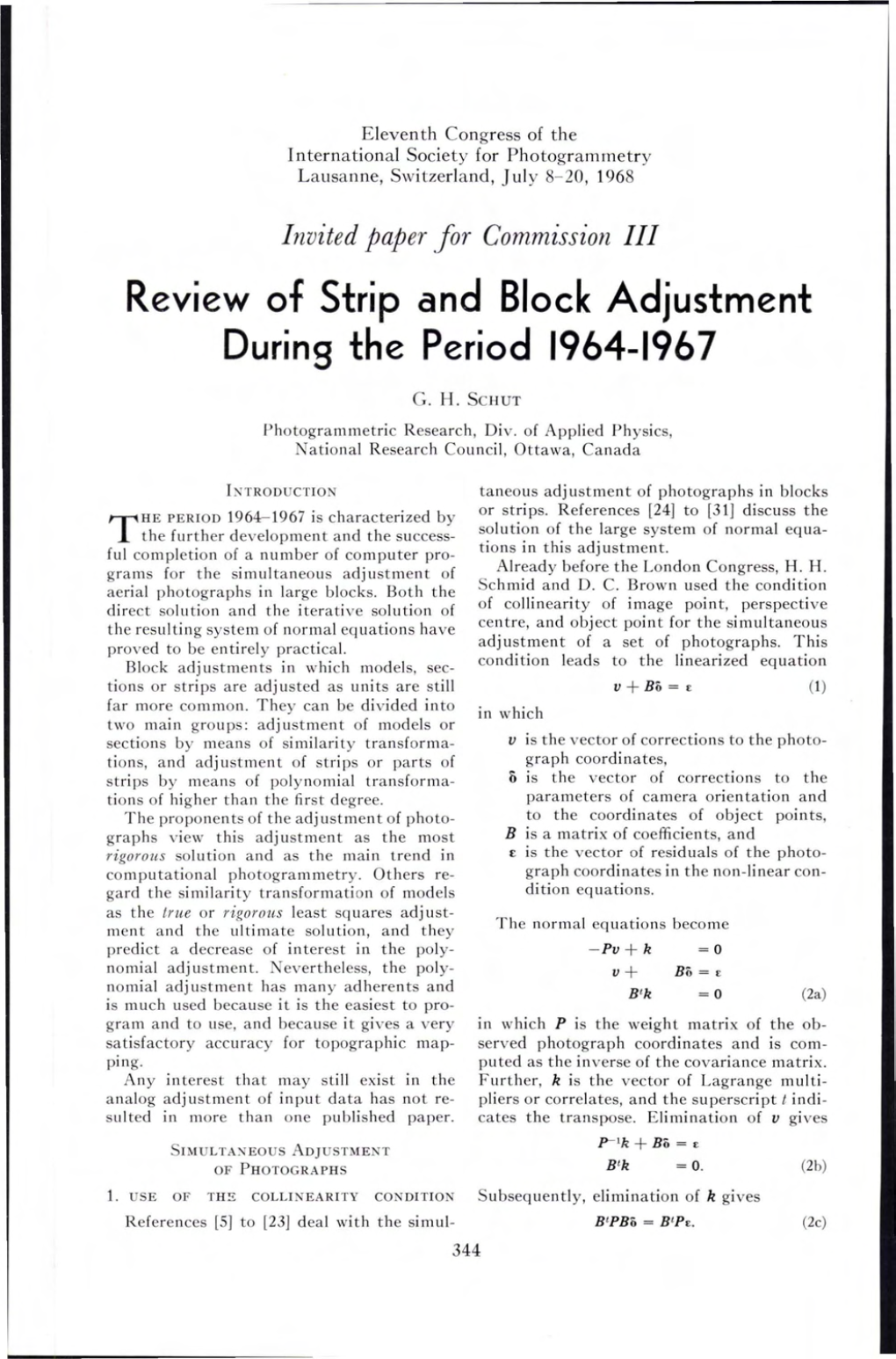 Review of Strip and Block Adjustment During the Period 1964-1967