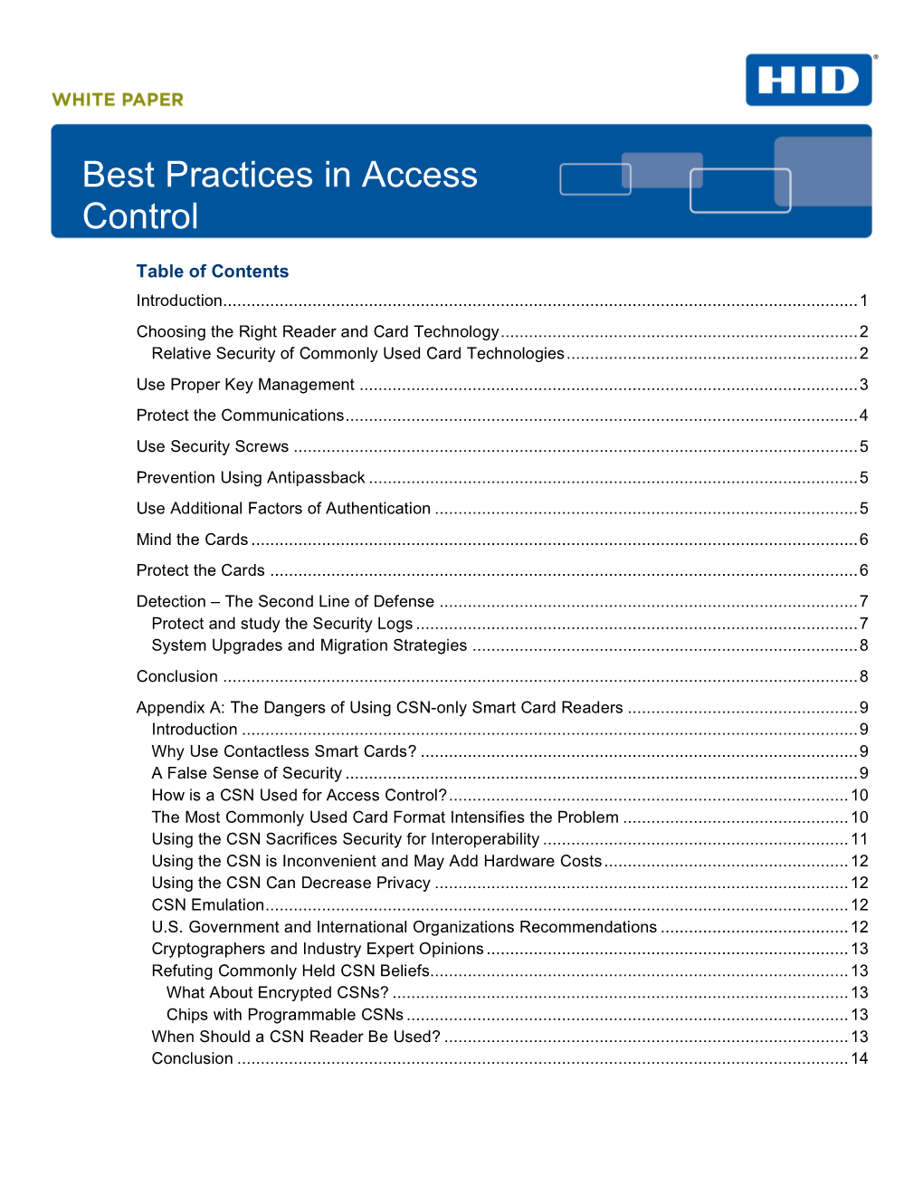 Best Practices in Access Control Whitepaper