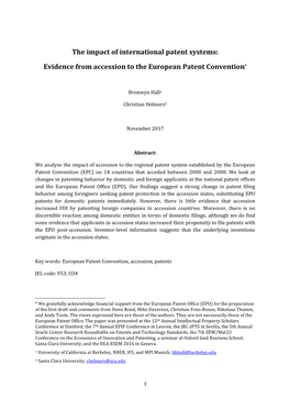 The Impact of International Patent Systems: Evidence from Accession to the European Patent Convention