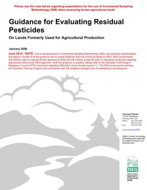 Guidance for Evaluating Residual Pesticides on Lands Formerly Used for Agricultural Production