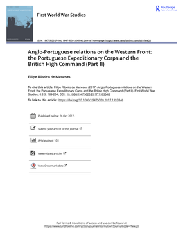 Anglo-Portuguese Relations on the Western Front: the Portuguese Expeditionary Corps and the British High Command (Part II)