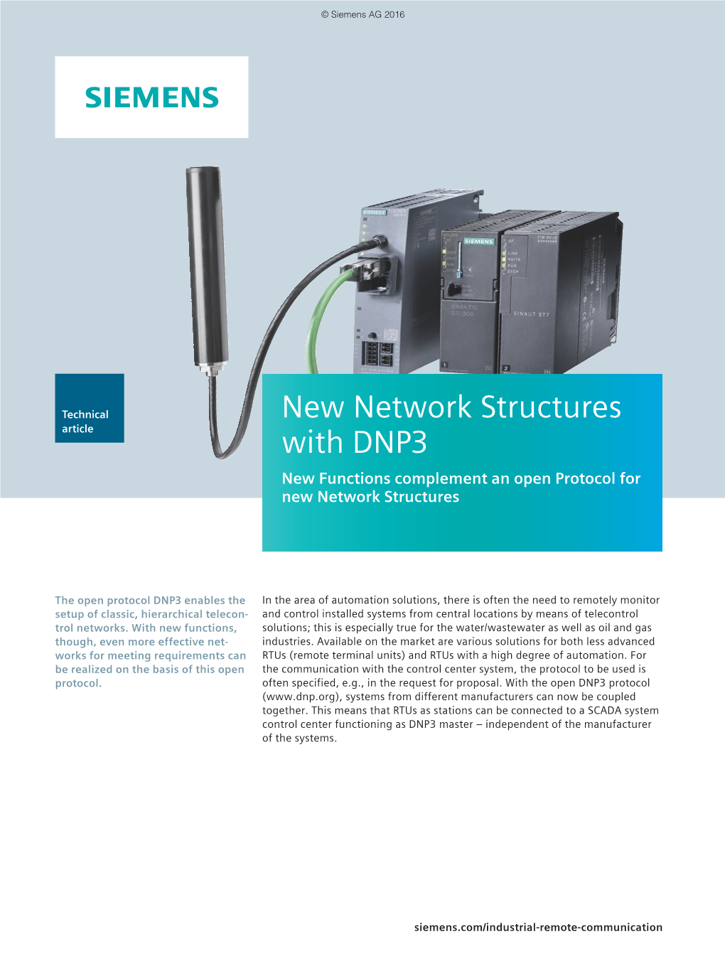 New Network Structures with DNP3