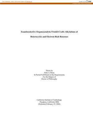 Enantioselective Organocatalytic Friedel-Crafts Alkylations Of