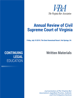 Annual Review of Civil Supreme Court of Virginia