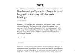 The Geometry of Syntactics, Semantics and Pragmatics: Anthony Hill's Concrete Paintings