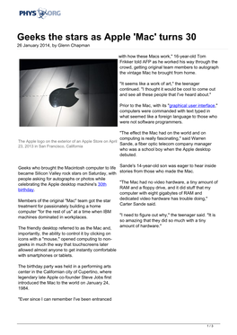 Geeks the Stars As Apple 'Mac' Turns 30 26 January 2014, by Glenn Chapman