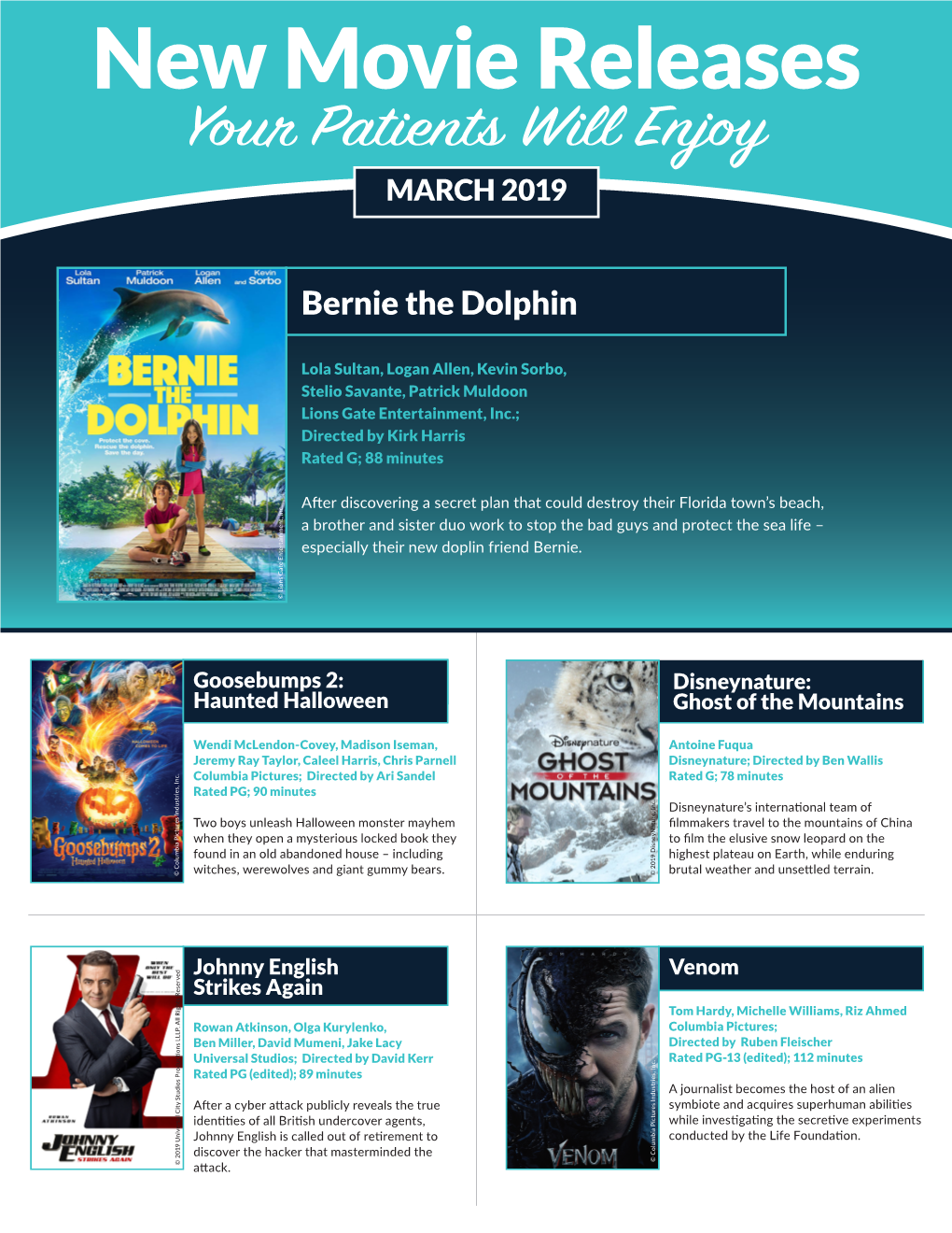 New Movie Releases Your Patients Will Enjoy MARCH 2019