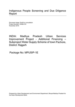 42486-018: Madhya Pradesh Urban Services Improvement Project