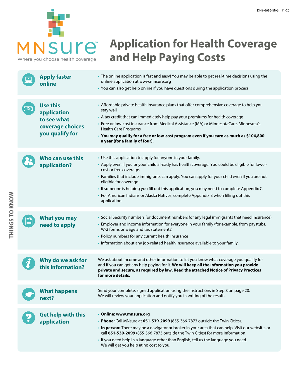 DHS-6696-ENG (Mnsure Application For Health Coverage And Help Paying ...