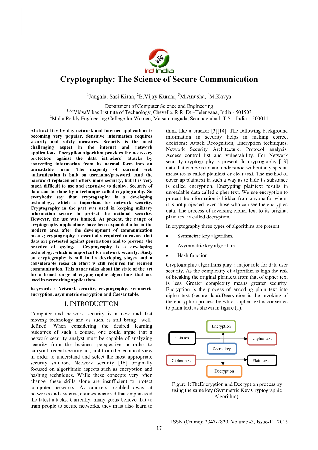 Cryptography: the Science of Secure Communication