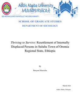 Resettlement of Internally Displaced Persons in Sululta Town of Oromia Regional State, Ethiopia