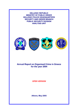 Annual Report on Organised Crime in Greece for the Year 2004