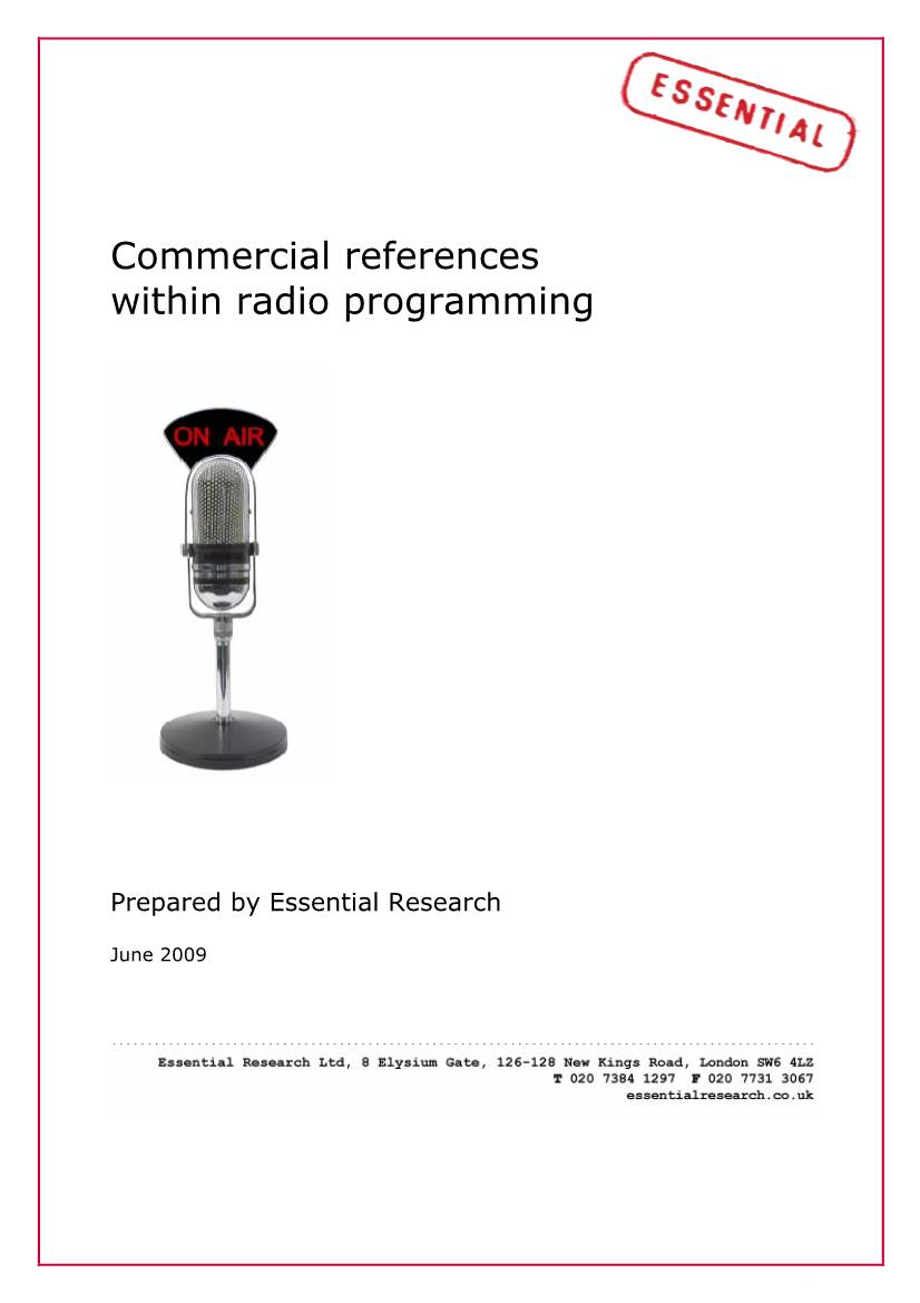 Commercial References Within Radio Programming