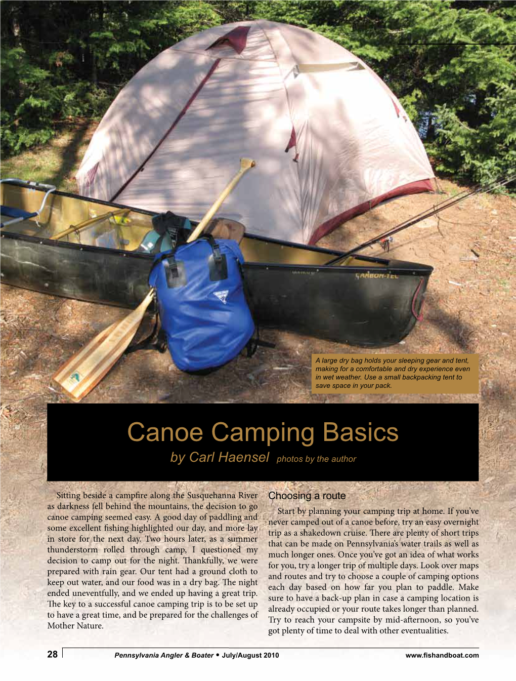Canoe Camping Basics by Carl Haensel Photos by the Author