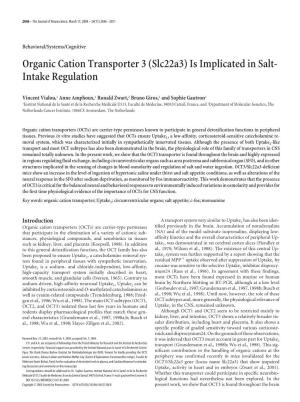 Organic Cation Transporter 3 (Slc22a3) Is Implicated in Salt- Intake Regulation