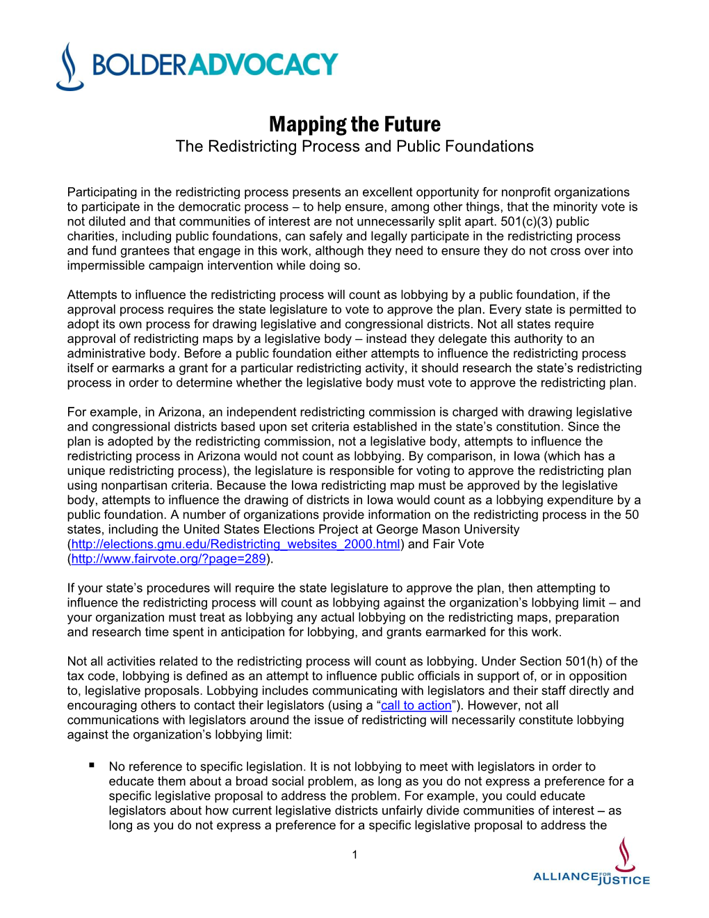 Mapping the Future the Redistricting Process and Public Foundations