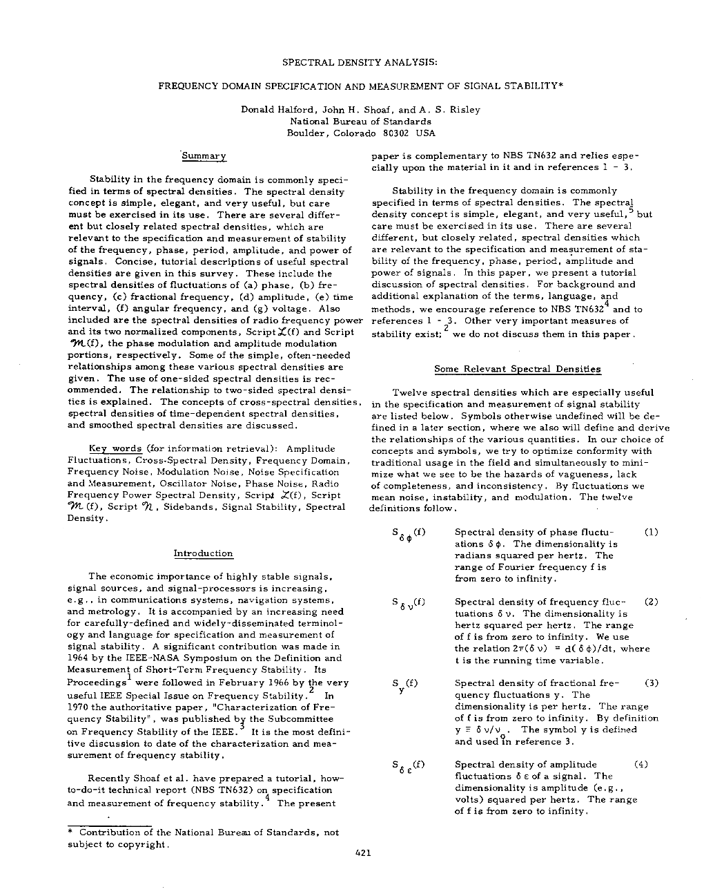 Spectral Density Analysis