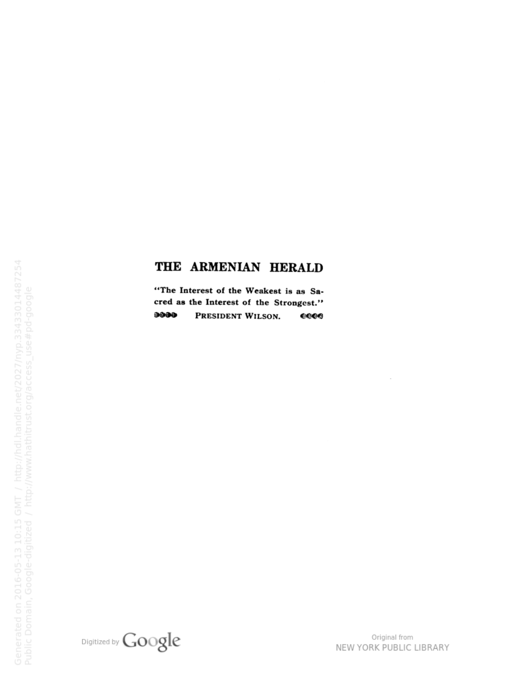 The Armenian Herald / Armenian National Union of America