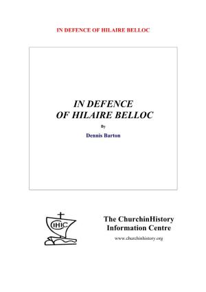 In Defence of Hilaire Belloc