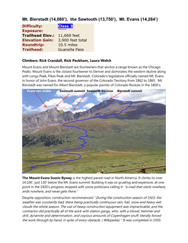 Mt. Bierstadt (14,060’), the Sawtooth (13,750’), Mt