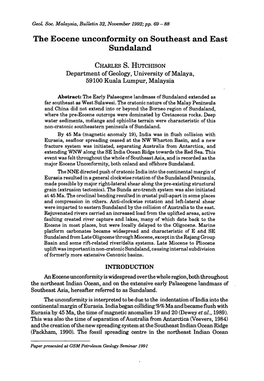 The Eocene Unconformity on Southeast and East Sundaland