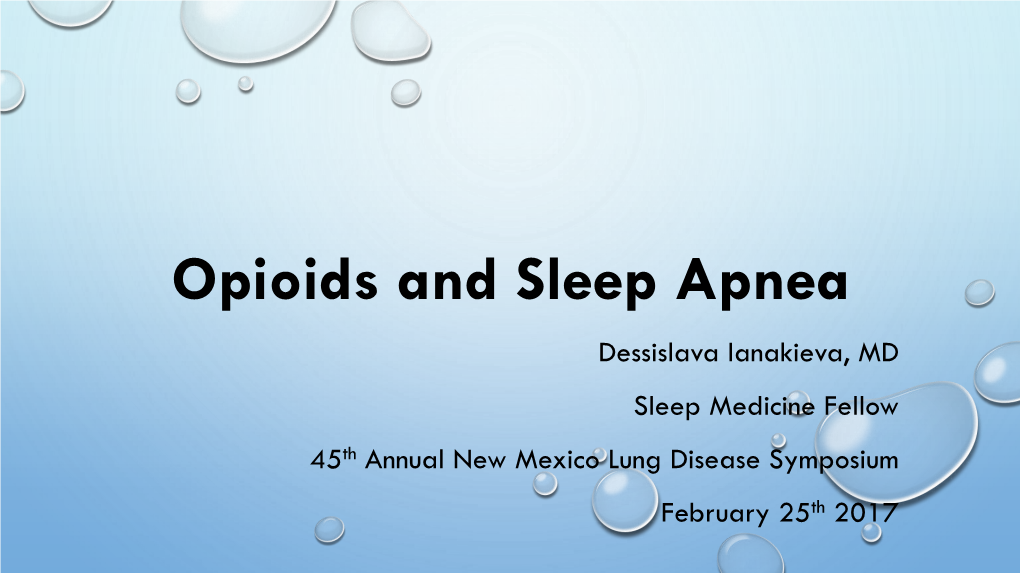 Opiates and Sleep Apnea