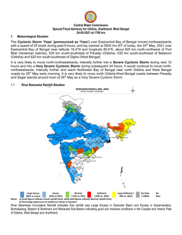 Central Water Commission Special Flood Advisory for Odisha, Jharkhand, West Bengal 24-05-2021 at 1700 Hrs 1