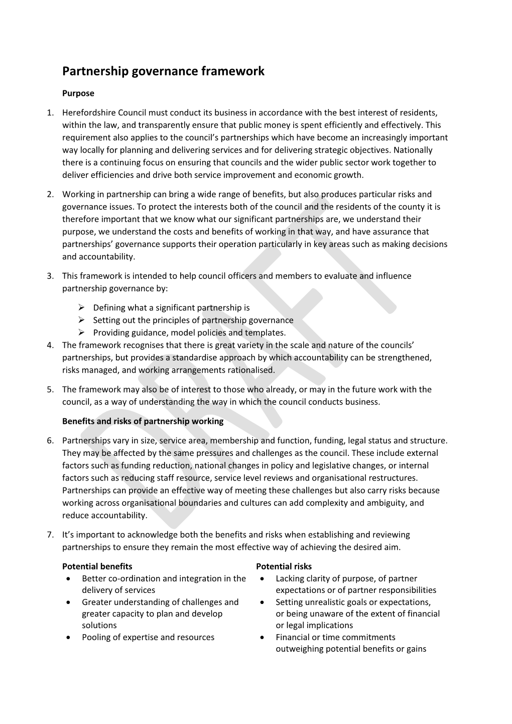 Partnership Governance Framework