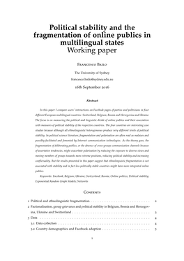 Political Stability and the Fragmentation of Online Publics in Multilingual States Working Paper