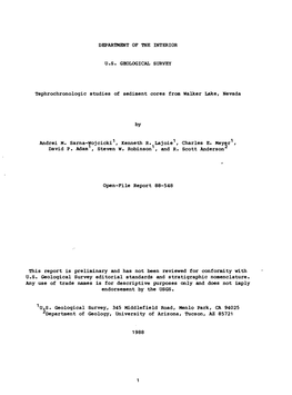 Tephrochronologic Studies of Sediment Cores from Walker Lake, Nevada