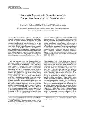 Glutamate Uptake Into Synaptic Vesicles: Competitive Inhibition by Bromocriptine