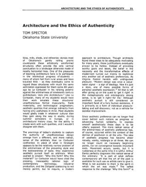 Architecture and the Ethics of Authenticity 31