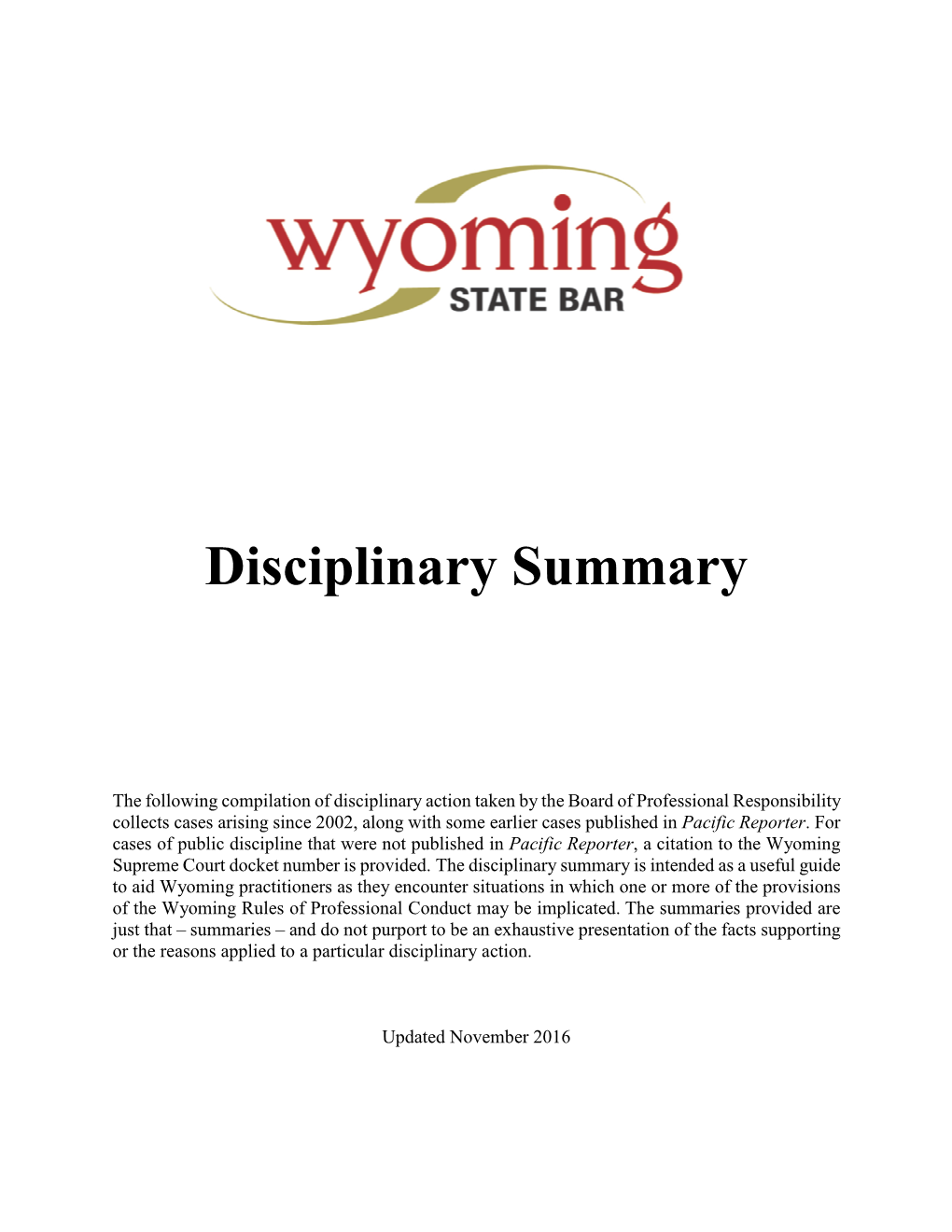 Disciplinary Summary