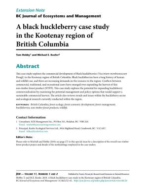 A Black Huckleberry Case Study in the Kootenay Region of British Columbia
