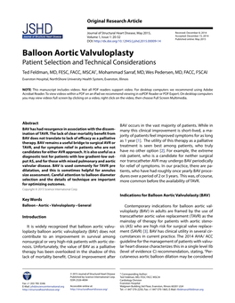 Balloon Aortic Valvuloplasty