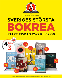 Sveriges Största Bokrea Start Tisdag 25/2 Kl 07:00