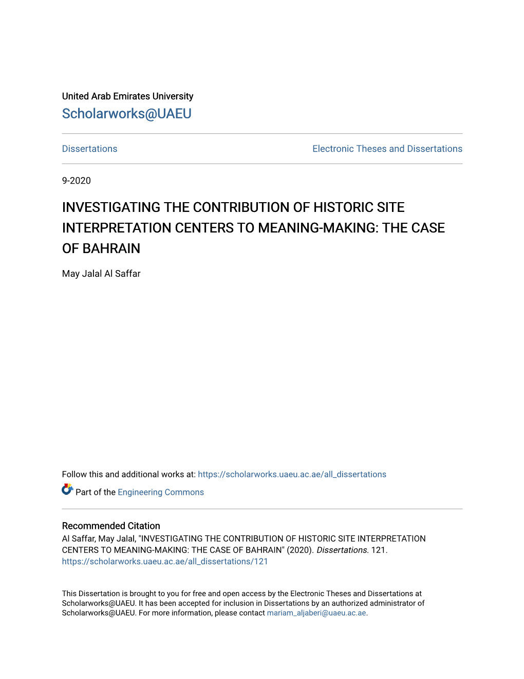 Investigating the Contribution of Historic Site Interpretation Centers to Meaning-Making: the Case of Bahrain