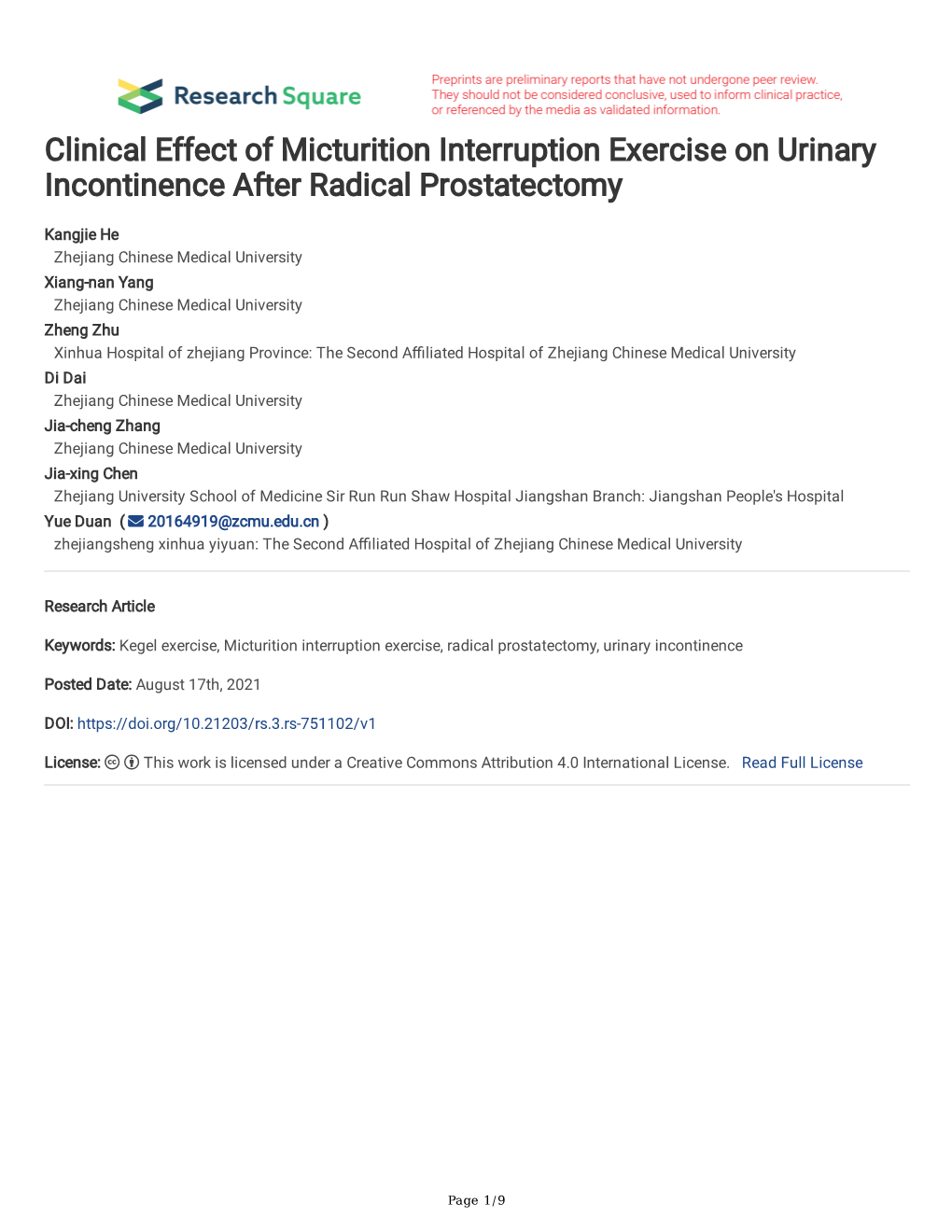 Clinical Effect of Micturition Interruption Exercise on Urinary Incontinence After Radical Prostatectomy