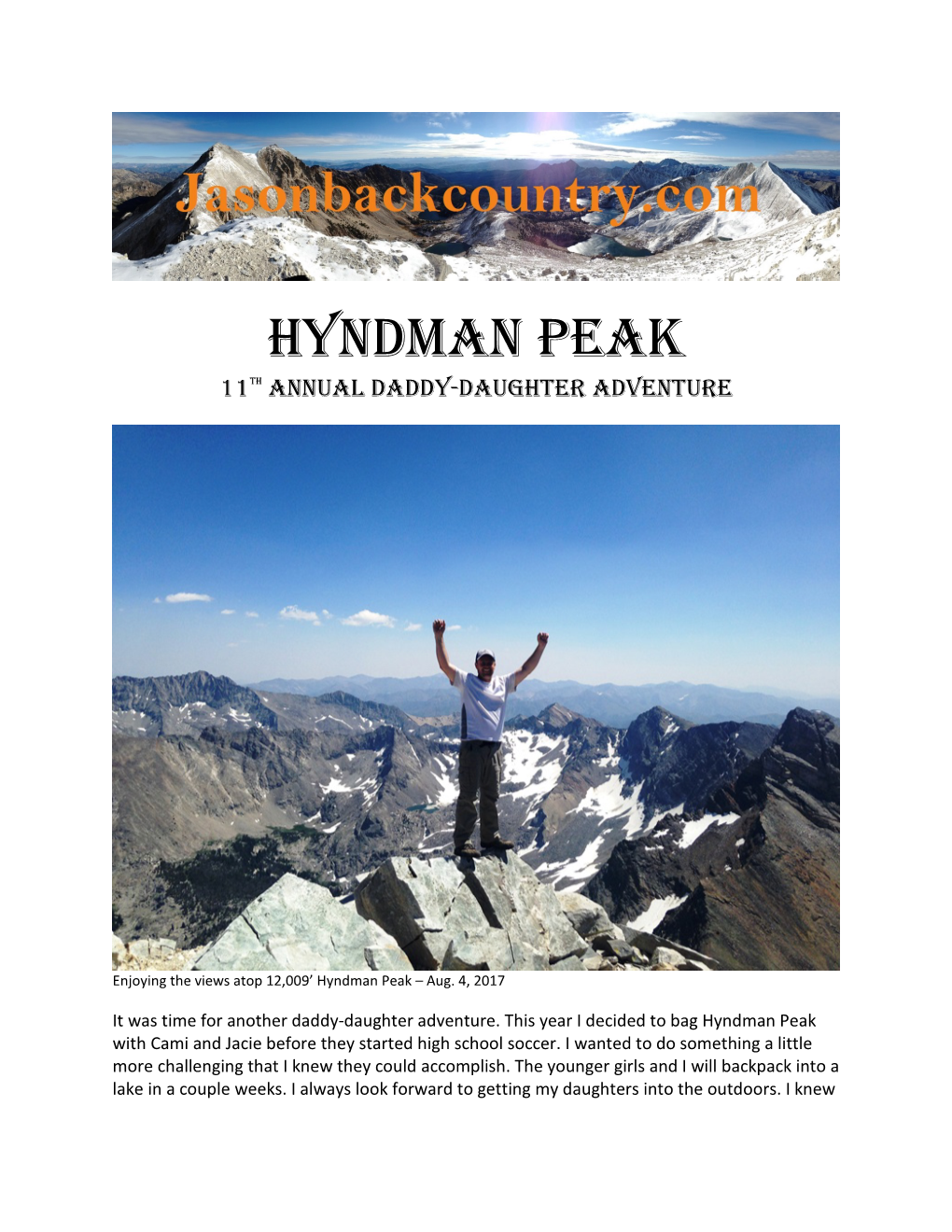 Hyndman Peak 11Th Annual Daddy-Daughter Adventure