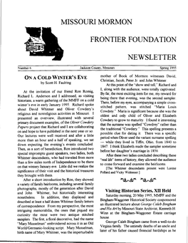 Missouri Mormon Frontier Foundation Newsletter