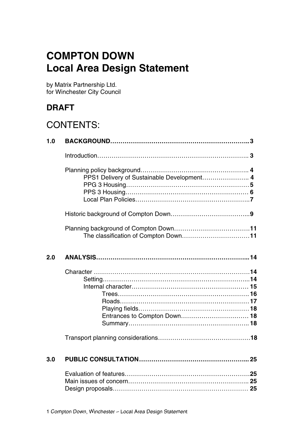 COMPTON DOWN Local Area Design Statement by Matrix Partnership Ltd