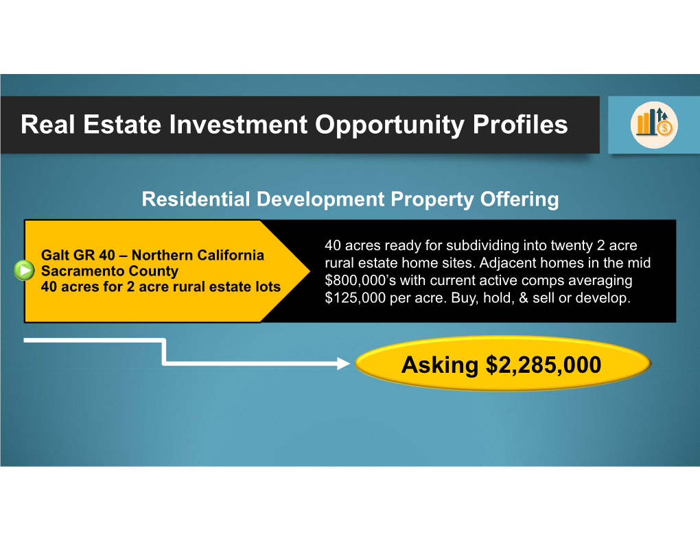 Real Estate Investment Opportunity Profiles