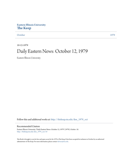Daily Eastern News: October 12, 1979 Eastern Illinois University