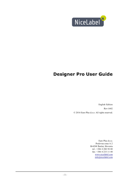 Nicelabel Designer Pro User Guide