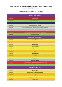 23Rd Rotary International District 3310 Conference Bayview Beach Resort Penang