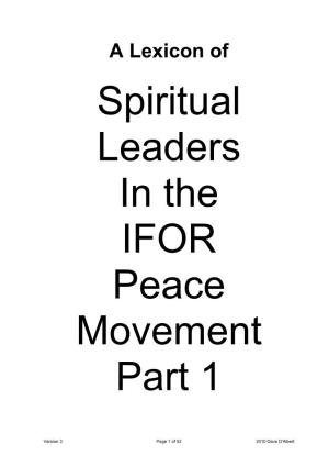 Spiritual Leaders in the IFOR Peace Movement Part 1